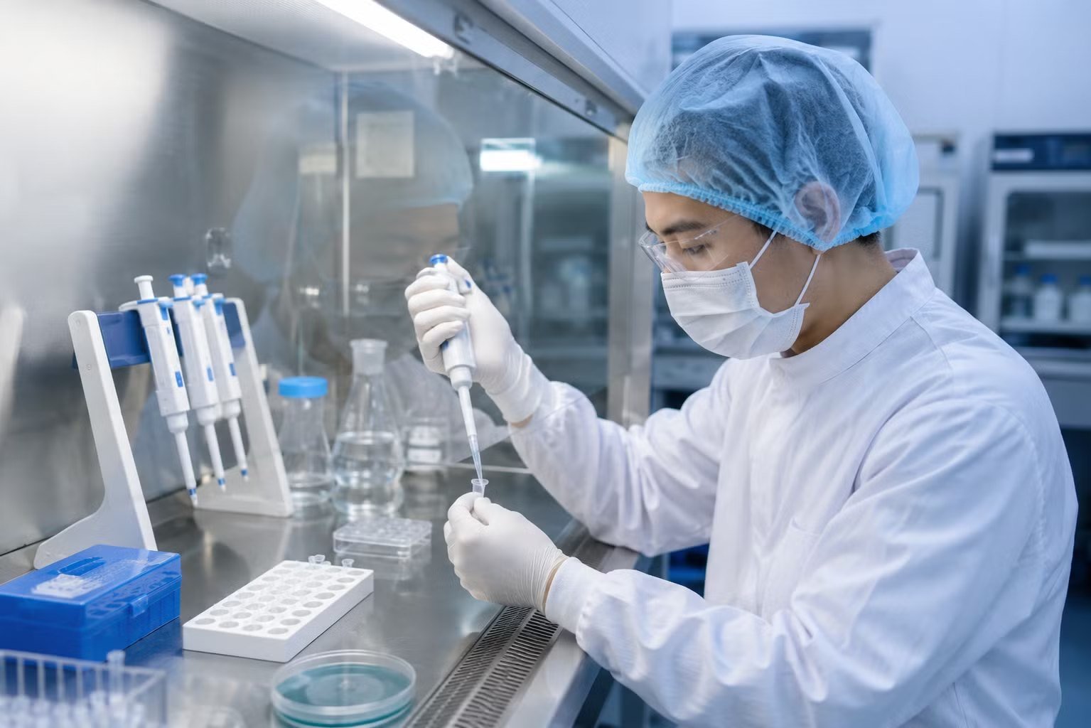 Nhân viên làm việc trong phòng thí nghiệm