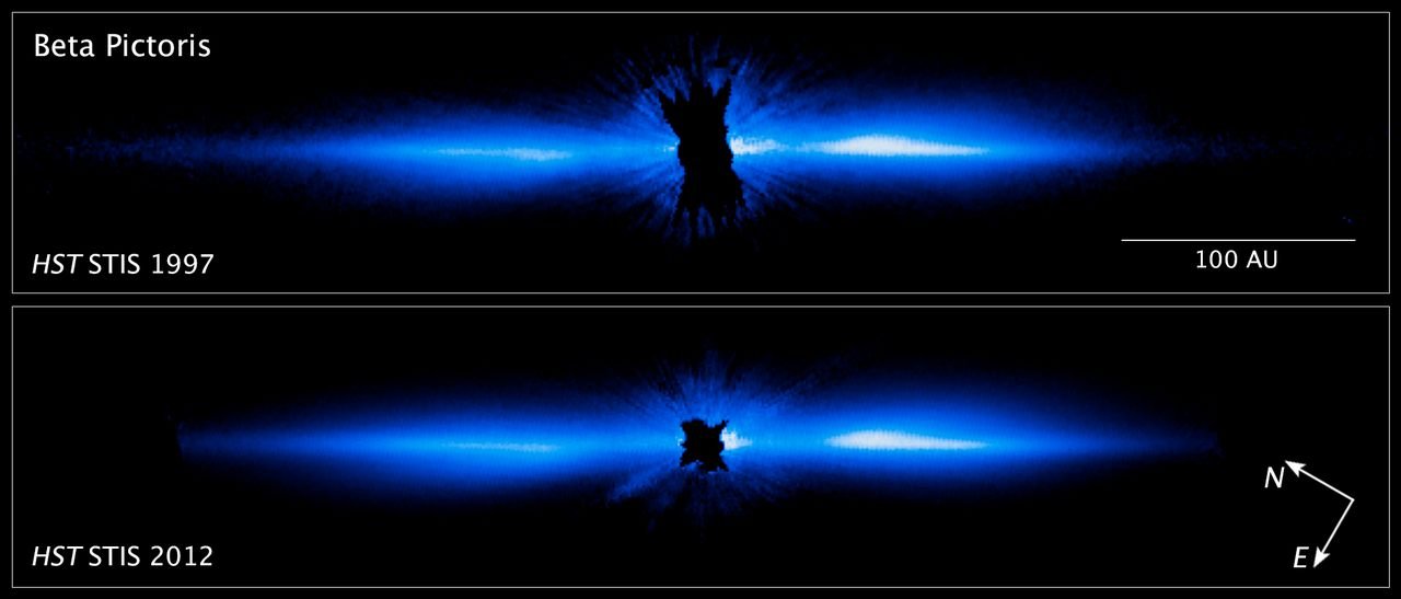 Đĩa bụi quanh Beta Pictoris qua dữ liệu Hubble, ảnh đối chiếu