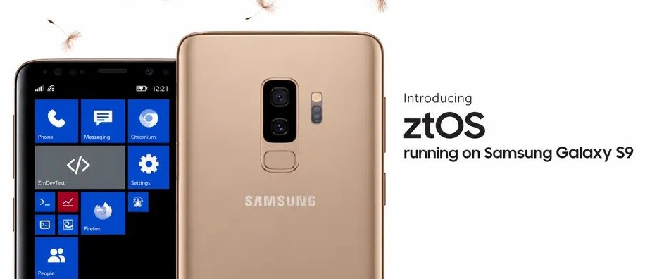 Hình giới thiệu ztOS với giao diện ô ứng dụng trên Galaxy S9