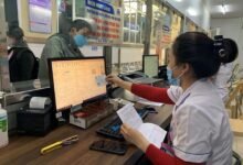Nhân viên cơ quan bảo hiểm xã hội làm việc tại máy tính