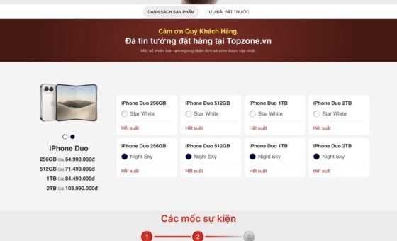 Giao diện đặt trước iPhone Duo tại đại lý, ảnh chụp màn hình thực tế