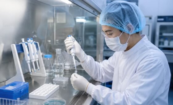 Nhân viên làm việc trong phòng thí nghiệm, ảnh tư liệu minh họa hoạt động nghiên cứu y sinh; không phải ảnh thử nghiệm MAI-DxO
