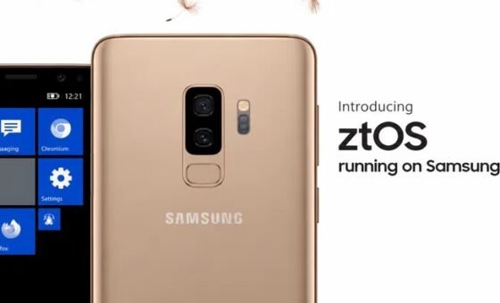 Hình giới thiệu ztOS với giao diện ô ứng dụng trên Galaxy S9